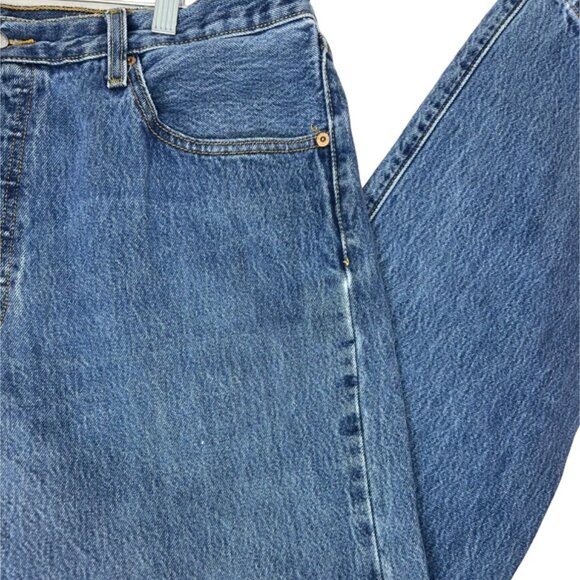 Levis 501 38 x 30 Blue Denim Medium Wash Mens Jeans Button Fly Western Straight - Picture 9 of 16